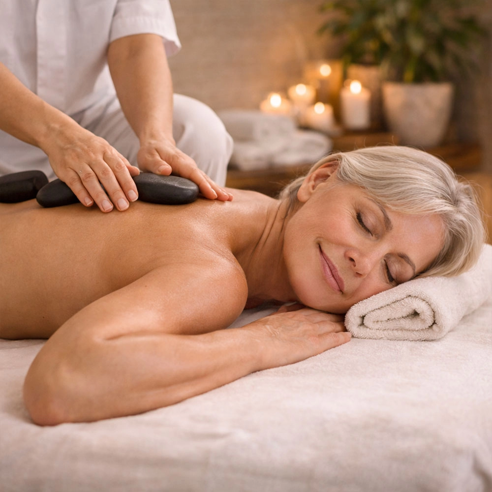 Masáž lávovými kameny v lázních Bludov